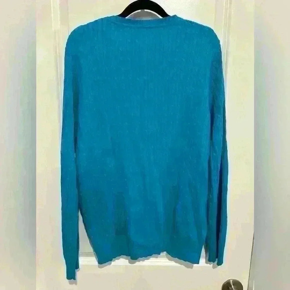 NWT Kim Roger's Woman's Long Sleeve V-Neck Pullover Sweater Teal Size cable knit - Picture 2 of 3